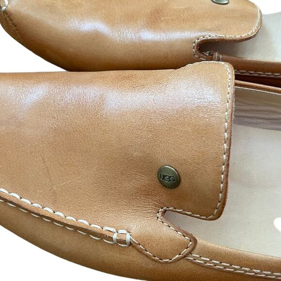 UGG Women’s Tan, camel Leather Slip On Loafers - size 10 - Picture 7 of 8